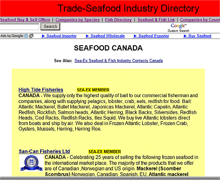 Your company HIGHLIGHTED at the top of country pages and all species pages at trade-seafood.com