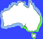 Map showing where Blackfish or Luderick are found in Australian Waters.