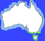 Map showing where ribaldo cod or ghost cod are found in Australian waters