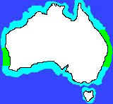 Map showing where spanner crab are found in Australian waters.