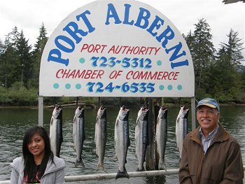 Sockeye sport fishing in the Port Alberni Inlet is expected to be very good in 2011.  The 2010 year saw record runs Of Sockeye not only to the Somass River System but also the Fraser.  Father and Daughter pictured here flew in from Ontario and had a great trip in June of 2010.  They fished with guide Doug of Slivers Charters Salmon Sport Fishing.