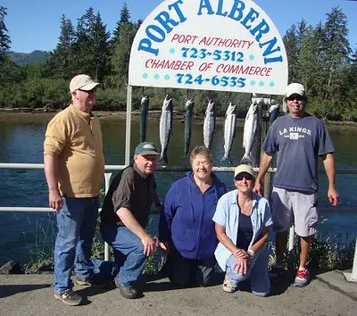 Sockeye fishing in the Port Alberni Inlet is forecast to be excellent in 2014. This happy group from Utah was delighted with their sport Sockeye fishing trip. Guide Doug was guide of Slivers Charters salmon sport Fishing