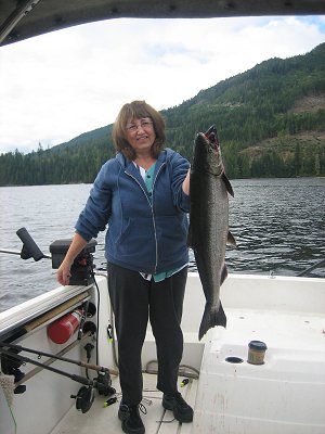 Allyn landed this late summer Chinook fishing with Slivers Charters Salmon Sport Fishing on the Port Alberni Inlet
