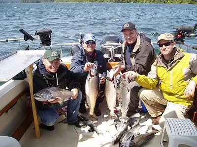 This picture is of Mark (center left) with his friends from Vancouver B.C.   Guide was Al   Salmon were all picked up at the Big Bank off of Ucluelet   Coho and Chinook fishing was fantastic