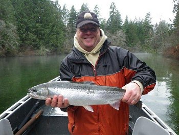Stamp River Steelhead landed in the Upper Stamp.  Stamp River Winter Steelhead fishing has been slow in January due to low water.  The peak of the season is often in mid February