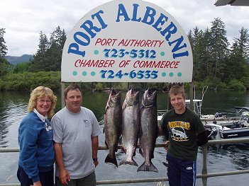 This Alberta family had some good fishing in the Port Alberni Inlet with guide Doug of slivers Charters Salmon sport Fishing