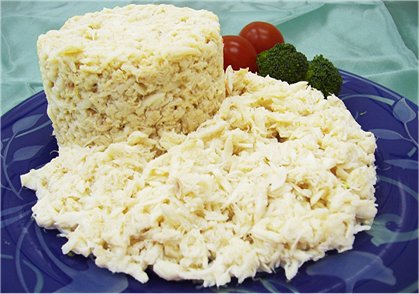 The Special Crabmeat. Shredded white meat with full crab flavour and sweetness, one of the most favorite meat in our assortment.