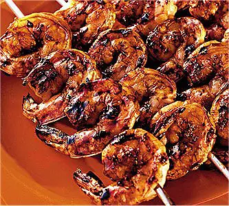 Grilled prawns shrimp cooked on the barbeque