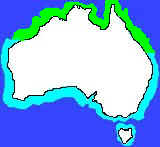 Map showing where Coral Trout fish are found in Australia