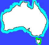 Map showing where King Crab or Giant Tasmanian Crab are found in Australian Waters
