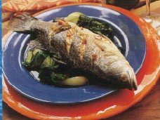 Barramundi recipe, sea bass recipe, barramundi with soy and ginger sauce, chinese vegetables, asian style sea bass