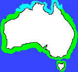 Map showing where Bluefin Tuna (Thunnus maccoyii & Thunnus thynnus) are found in Australian waters