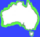 map showing where in Australian waters baler shells, bailer shells, melon shells are found