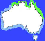 Map showing where Scaridae Parrot Fish are found in Australian waters