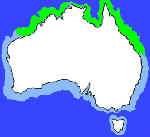 Map showing where queenfish are found in Australian waters