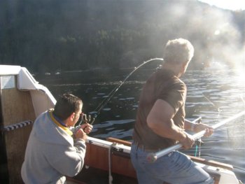 Mel of Slivers Charters Salmon Sport Fishing is ready to net Chinook salmon for guest from Portland Oregon. The fish when landed was just over thirty pounds.  We are expecting some great fishing once again in Port Alberni in the Inlet, Barkley Sound and inshore offshore Ucluelet and Tofino.  Book your trip soon so you are not disappointed to have a worthy captain and boat for what is to be described as a very good sport salmon fishing season in 2012.