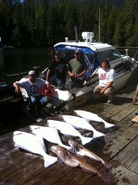 Halibut and ling cod fishing is also fantastic offshore.   Guide Chad with his guests from Victoria B.C. spent one day on a three day fishing trip fishing and targetting only halibut and were rewarded for their efforts.