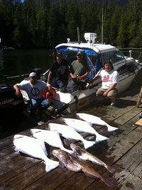 Halibut and ling cod fishing is also fantastic offshore.   Guide Chad with his guests from Victoria B.C. spent one day on a three day fishing trip fishing and targetting only halibut and were rewarded for their efforts.