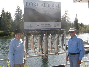 Joi and John had a good day targetting Coho in the Barkley Sound area. Guide was Doug.  A seventeen pound Chinook was also landed in the mix.  We are expecting great inshore fishing in Barkley Sound and the Port Alberni Inlet in August and September.