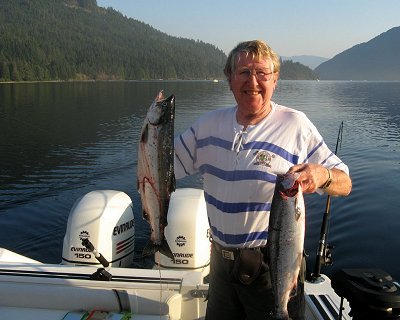 Horst of Kelowna B.C. with two sockeye he landed with guide Doug