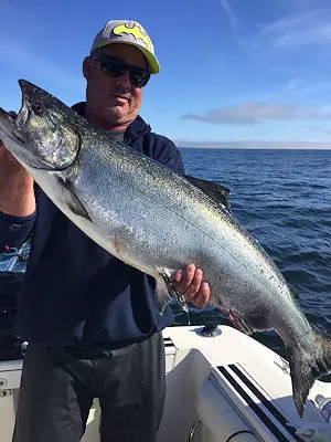 Chinook and Coho Salmon Fishing was excellent in Barkley Sound in 2017. We are looking forward to the 2018 season. Salmon fishing is expected to be once again very good on West Coast Vancouver Island. Mike caught this beautiful Chinook fishing with Doug of Slivers Charters Salmon Sport Fishing
