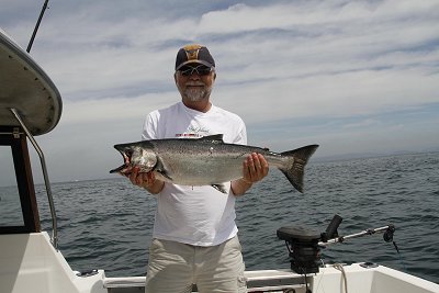 Michael fished with John of slivers Charters Salmon Sport Fishing and landed this Chinook Salmon by Effingham Island in Barkley Sound located on Vancouver Island B.C.