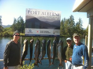 The Fords from Kentucky, USA,  had a good morning of fishing in late August with Slivers Charters Salmon Sport Fishing in the Port Alberni Inlet.  The group had two sensational days with Slivers Guide, John