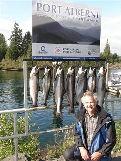 Ken from Ontario had a great day with three friends as they fished the Alberni Inlet in September with guide Mel of Slivers Charters Salmon Sport Fishing