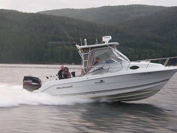 One of Slivers Charters Salmon Sport Fishing boats.  Boats are all relatively new with all safety equipment and transport Canada inspected. Also CTAG with this 27 foot Wellcraft