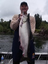 Michael had a great day on the Stamp River with guide Bladon.  This fish was caught in the Lower River using natural bait on September 19th.  The Stamp River located near Port Alberni Vancouver Island B.C. will have some great fishing through November.  The Stamp is currently very good for Coho, Chinook and Summer Steelhead will soon come into the mix. 