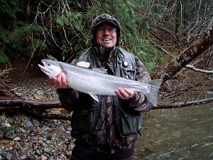 Stamp River Steelhead caught using fake eggs in the Upper river with guide Carey.