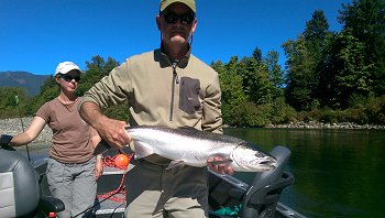 Jim from Portland with Coho salmon in the Stamp River.