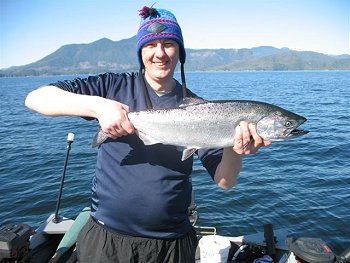 January 2013 has had some great afternoons.  Felix shows his nine pound winter chinook landed on a green spatterback hootchie 