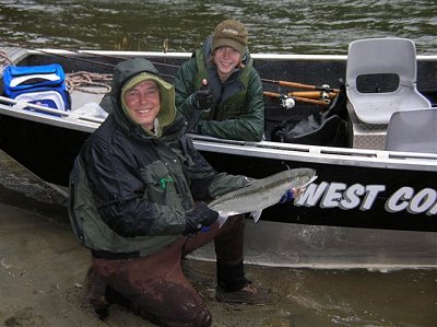 Grant and Son Cam of Vancouver B.C. had Nick as their guide on a wet fall November day.  Fishing for the two was fantastic.   In this picture is a beautful Steelhead landed using a spin'n glow on the Upper Stamp River which is near Port Alberni Vancouver Island.