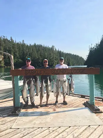 This group of happy fisher persons fished with Slivers Charters Salmon Sport Fishing and fished with guide John.  The group from Kentucky had a great day out in the waters of Barkley Sound