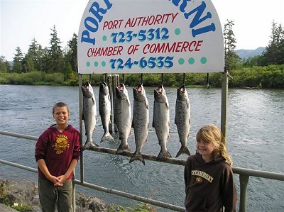 A great day of fishng for Parker and Saskya  from Utah who show off their salmon that they caught in Barkley Sound close to Swale Rock.  Guide was Doug from slivers Charters Salmon Sport fishing