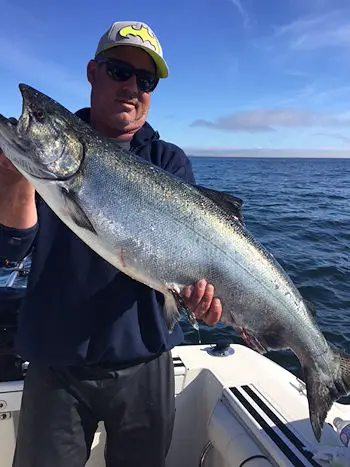 Mike of Edmonton fished with Doug of Slivers Charters and landed this 22 pound Chinook on Anchovy in Barkley Sound