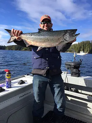 Winter Chinook landed during the Sprout Loggers Derby in March. This fish hit a Kitchen Sink--a three and a half inch in the Vernon Bay Area. Fishing with Blair from Bamfield.