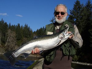 This fellow not wanting to be named on the Internet was guided by Kevin on a beautiful February day on the stamp river.  Fishing has been good for the guides and guests and should continue through March.