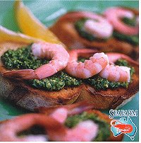 Prawns with Coriander Bruschetta