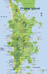 Southern Thailand maps, map of Koh Phuket, Phuket island map
