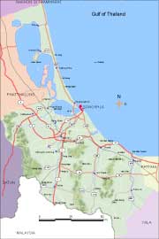 Southern Thailand maps, map of Songkhla