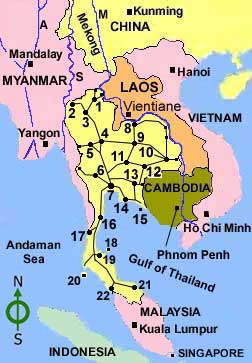 Map of Thailand showing provinces